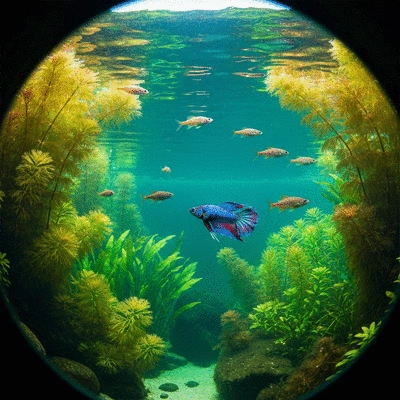 Healthy aquatic ecosystem with diverse plant and fish life