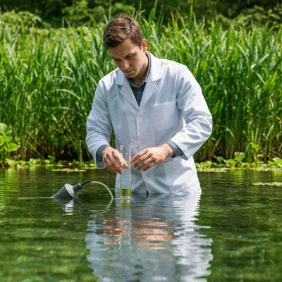 Water quality testing in an aquatic environment